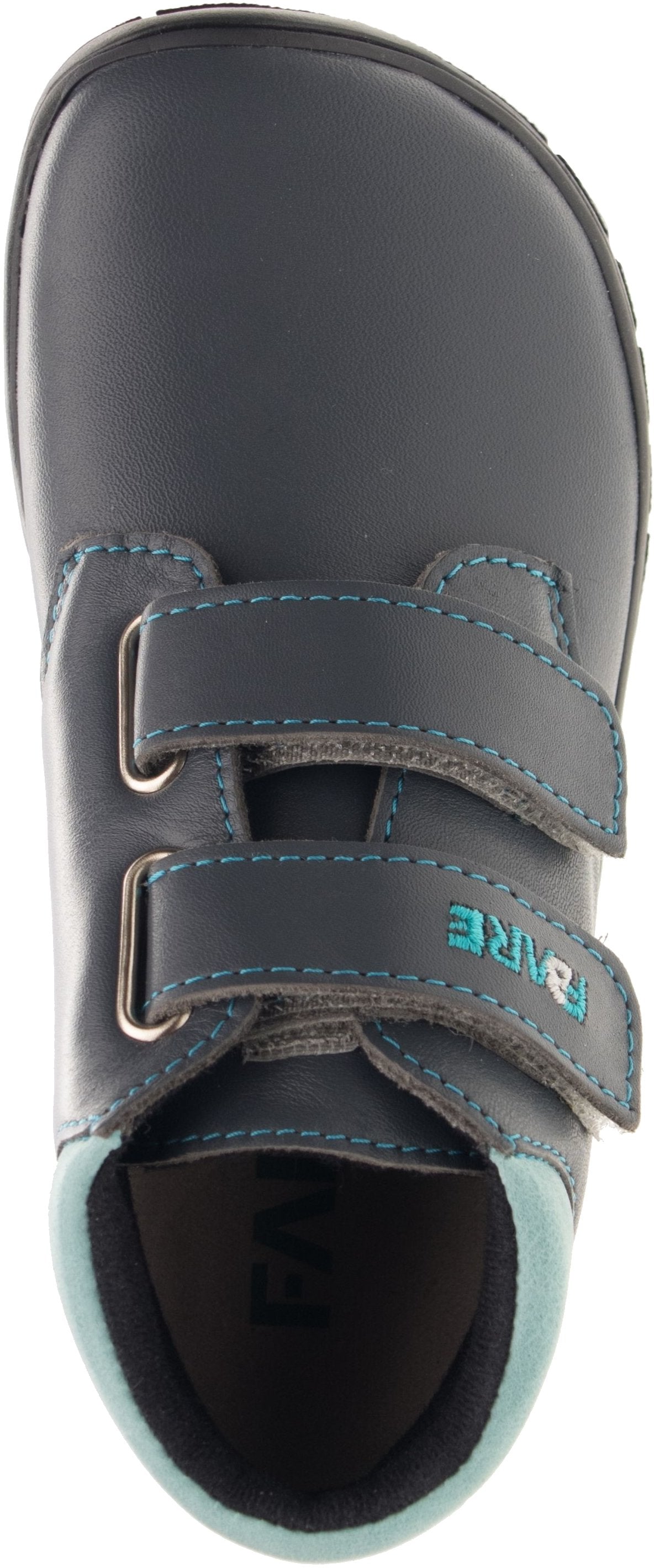 Fare Bare Kids Holeby Blue - Botines barefoot infantiles otoñales de cuero azul marino