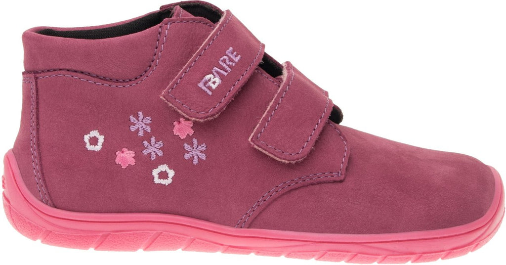 Fare Bare Kids Holeby Burgundy - Botines barefoot infantiles otoñales de cuero rosas
