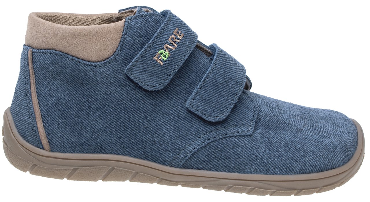 Fare Bare Kids Holeby Denim - Botines barefoot infantiles otoñales de cuero azules
