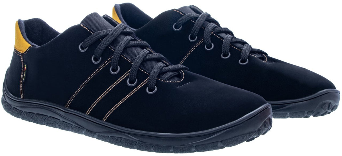 Fare Bare Hikersky Black Orange - Zapatillas barefoot impermeables para senderismo unisex negras