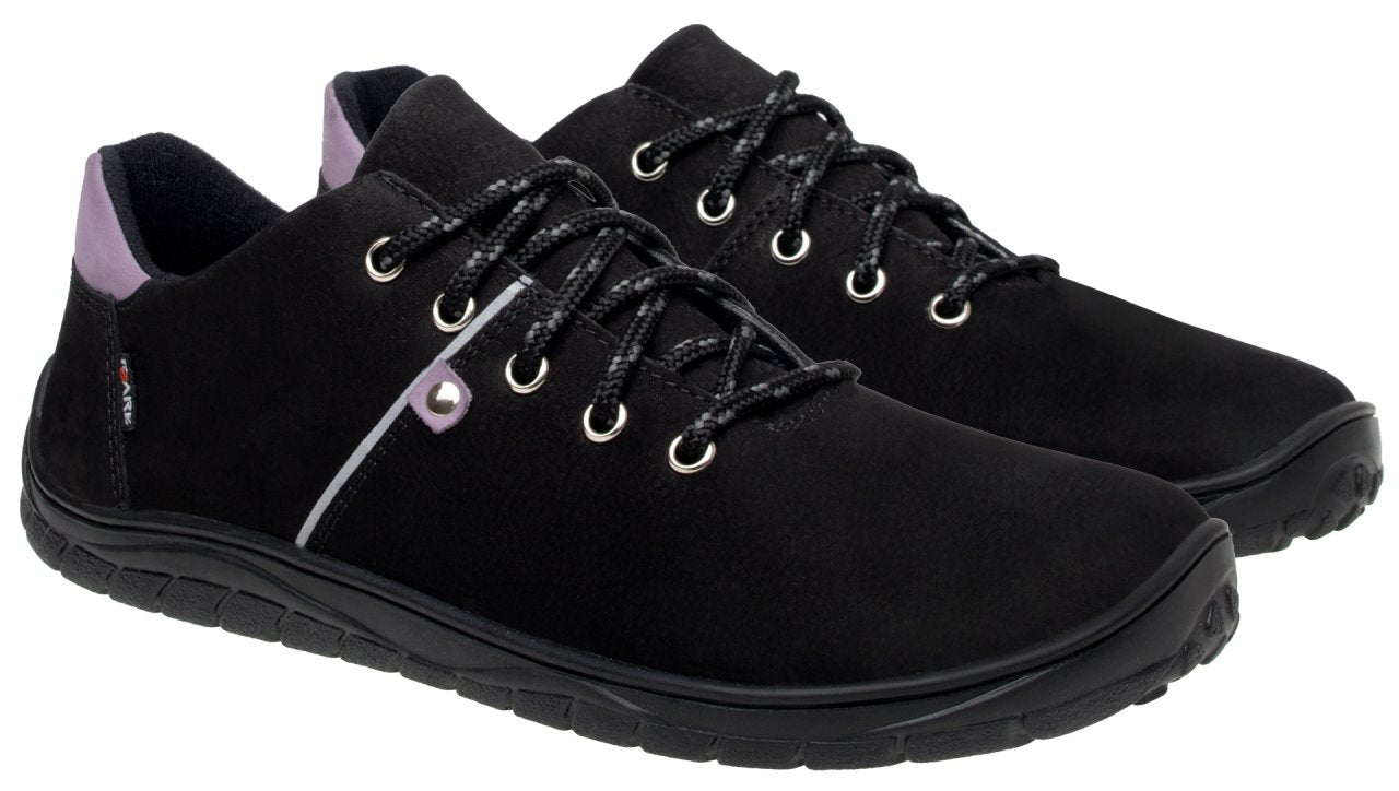 Fare Bare Hikersky Black Lillac - Zapatillas barefoot impermeables para senderismo unisex negras