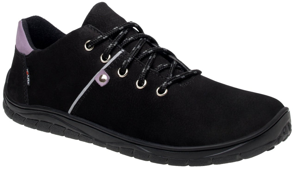 Fare Bare Hikersky Black Lillac - Zapatillas barefoot impermeables para senderismo unisex negras