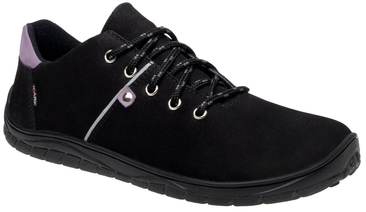 Fare Bare Hikersky Black Lillac - Zapatillas barefoot impermeables para senderismo unisex negras