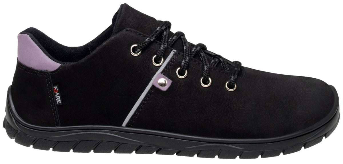 Fare Bare Hikersky Black Lillac - Zapatillas barefoot impermeables para senderismo unisex negras