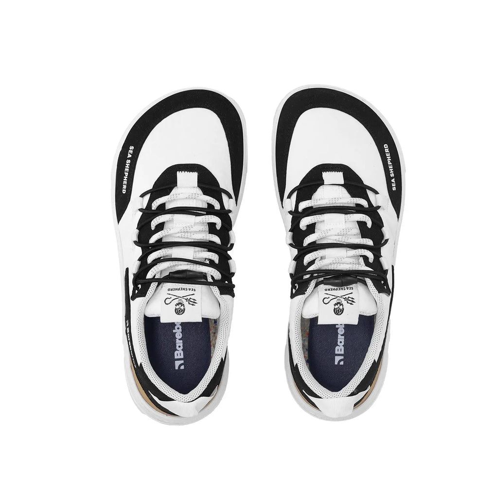 Barebarics - Revive X Sea Shepherd Orca - Zapatillas barefoot unisex blanco y negro