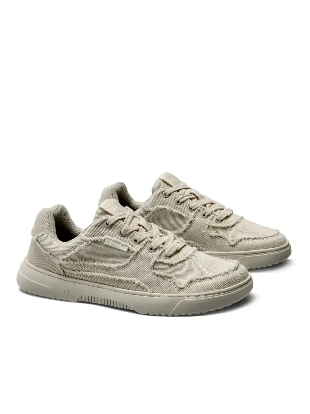 Barebarics - Zing Cream White Denim - Zapatillas barefoot unisex beige de tela vaquera