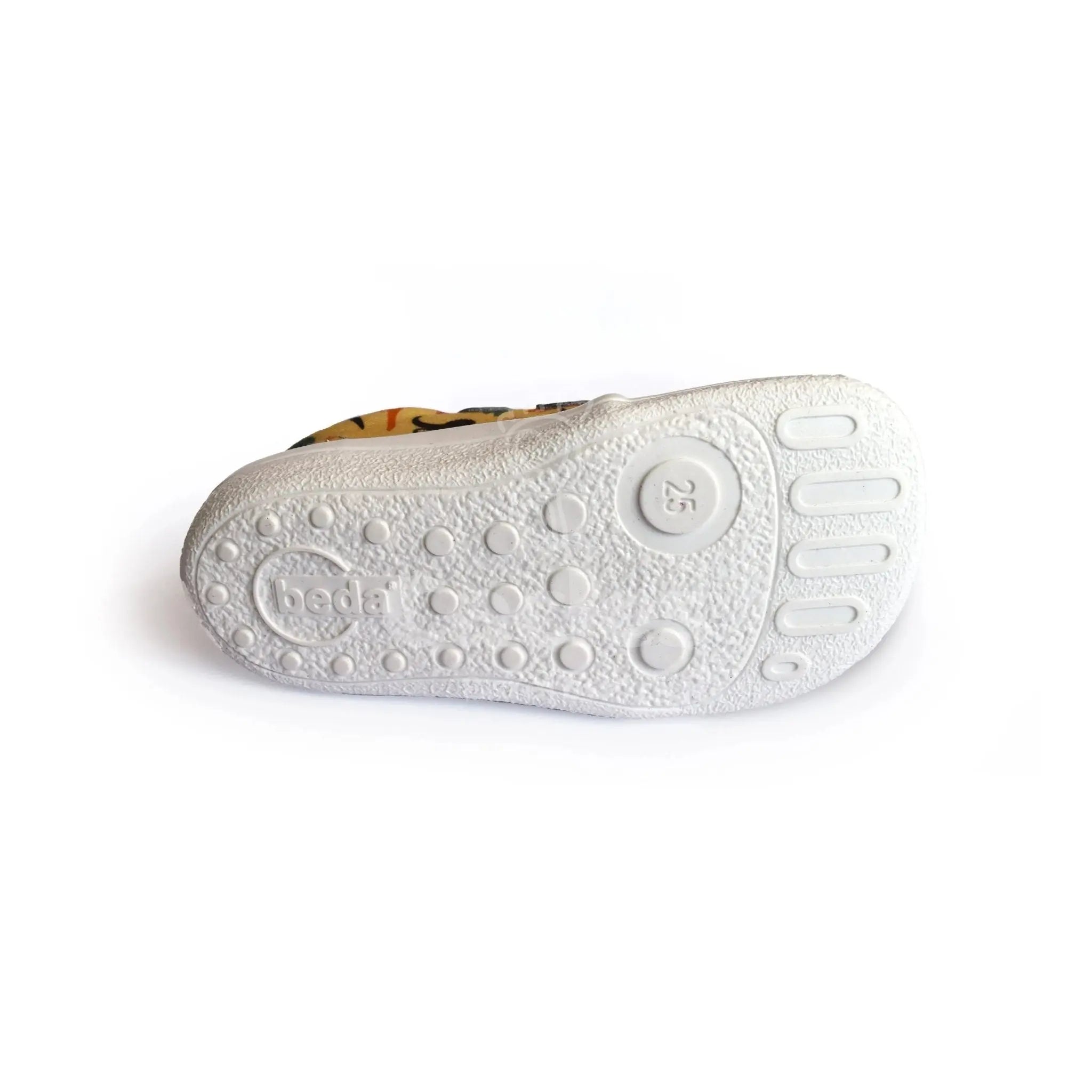 Beda - BF 0001/TEX/W Dinosaur - Lonetas Barefoot infantiles amarillas de dinosaurios