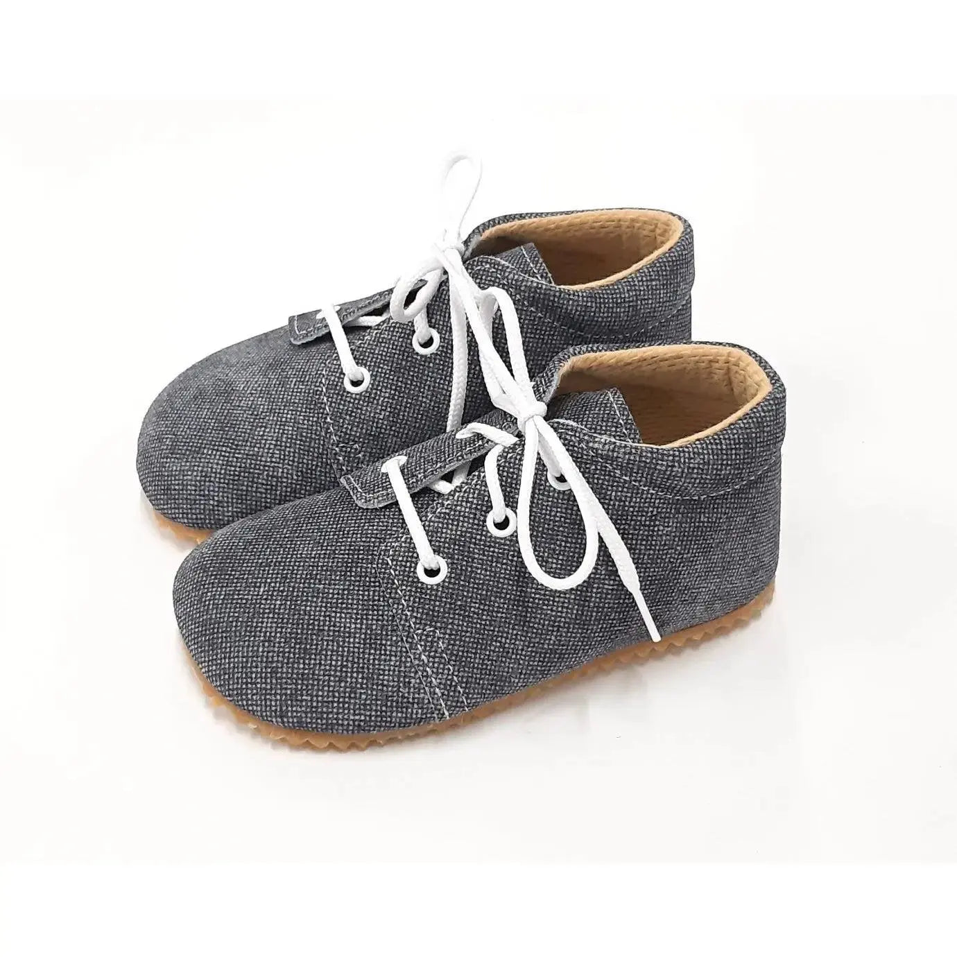 Beda - Denis - Zapatos respetuosos de primeros pasos con cordones grises