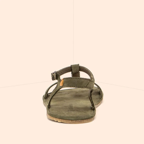 El Naturalista - Satya Kaki - Sandalias barefoot de nobuck verdes para mujer