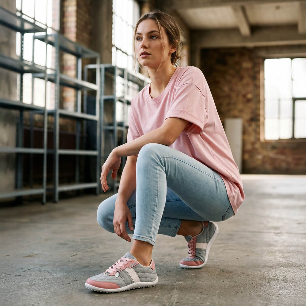 Leguano Nightstep Rose - Zapatillas Barefoot Casual Everyday para Mujer Gris Rosa