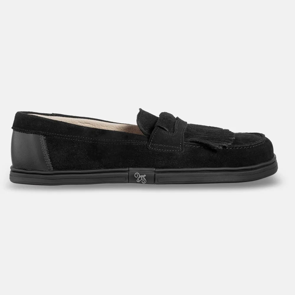 Magical Shoes Pienza Black Suede - Mocasines barefoot unisex negros