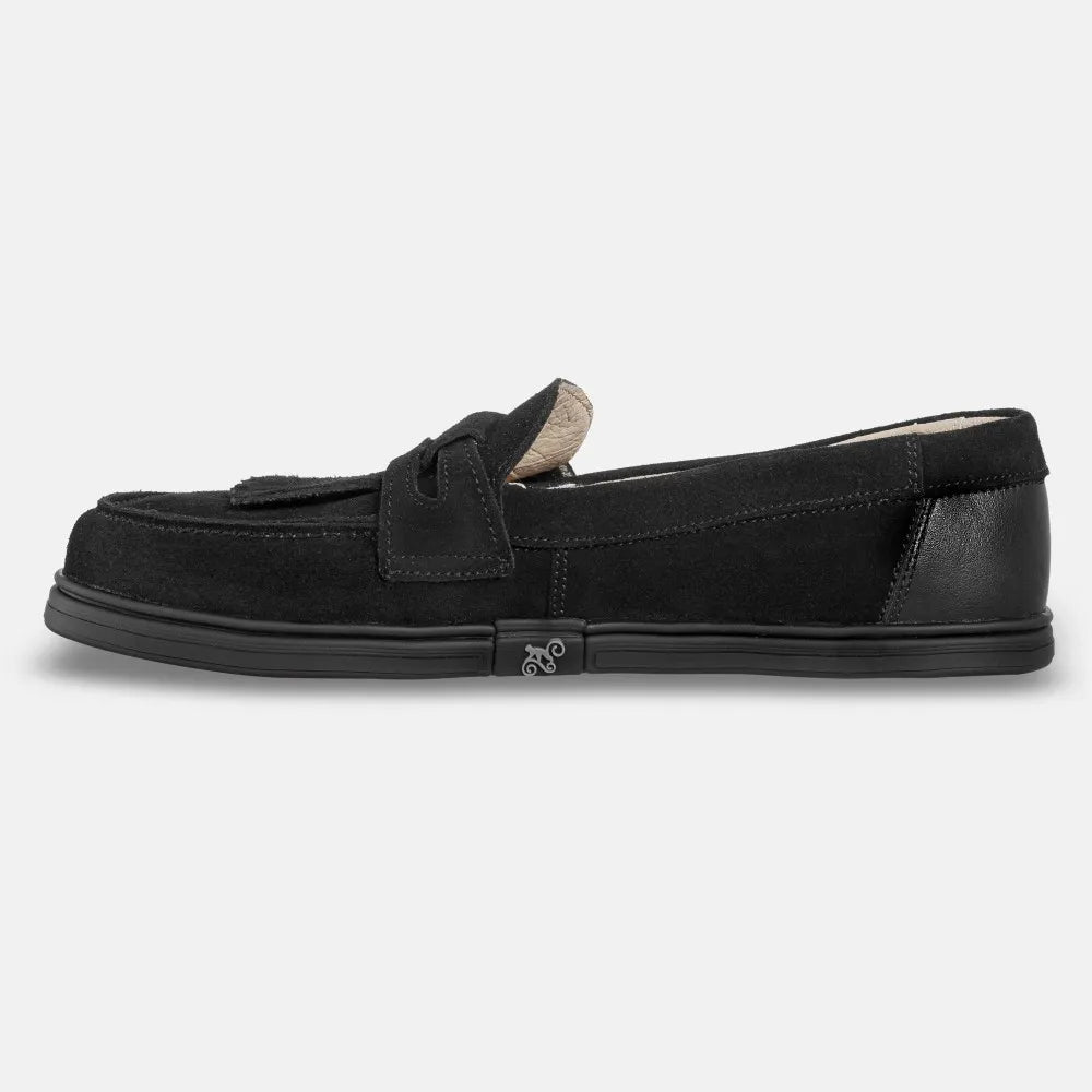 Magical Shoes Pienza Black Suede - Mocasines barefoot unisex negros