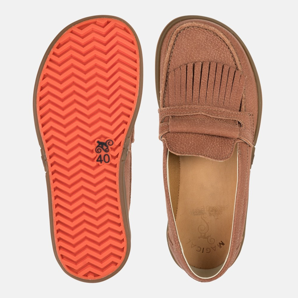 Magical Shoes Pienza Brick - Mocasines barefoot unisex rojos