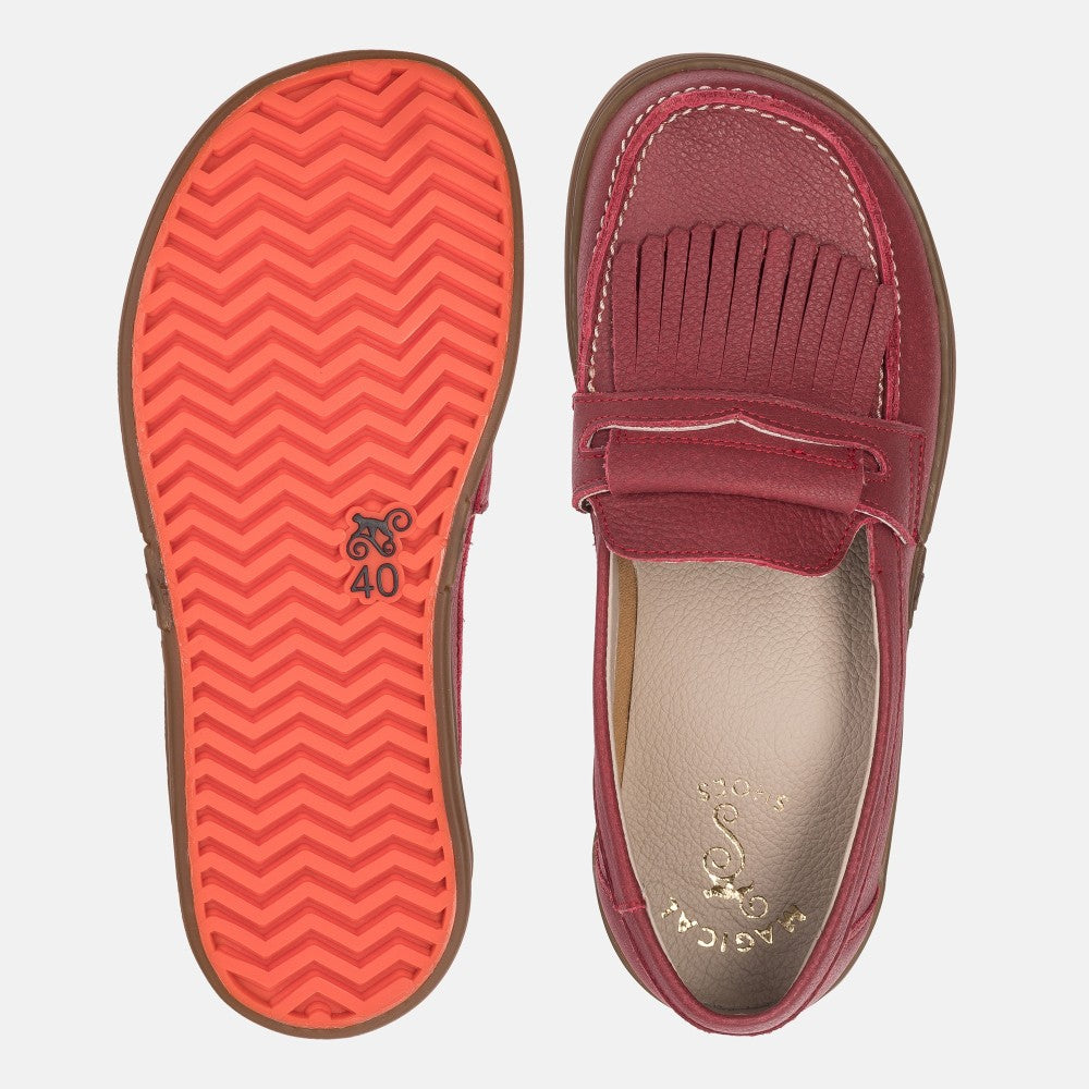 Magical Shoes Pienza Red - Mocasines barefoot unisex burdeos