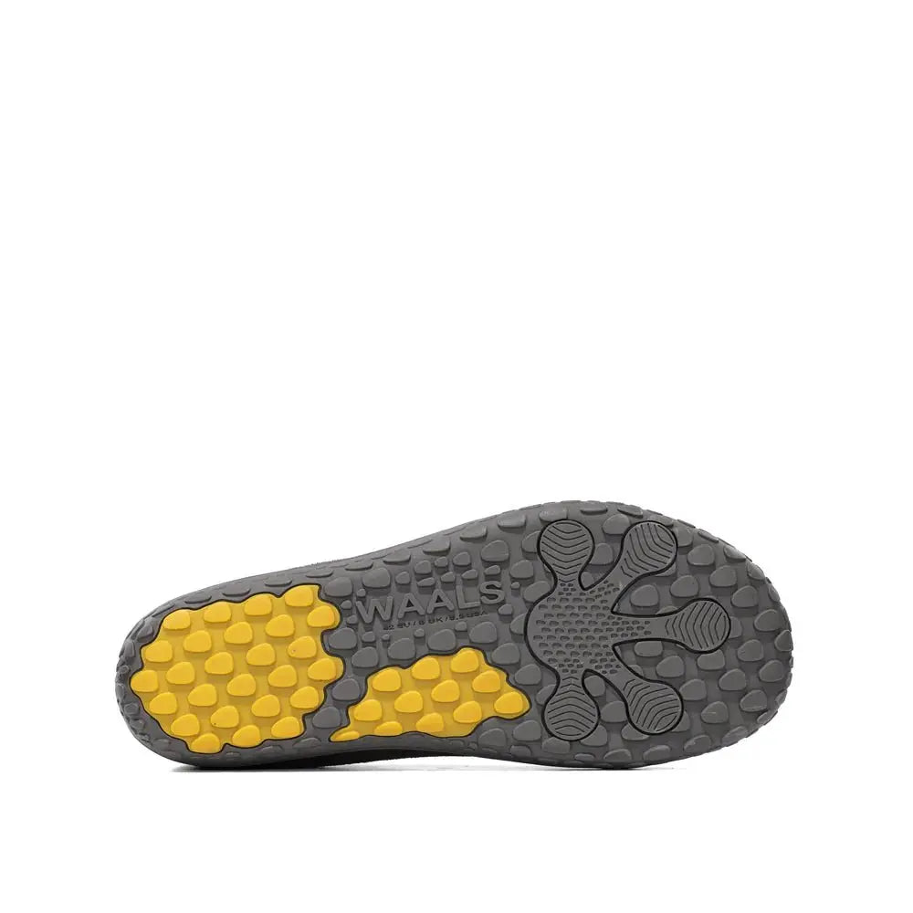 WAALS - Nomad Men Oil Suede Leather Grey/Yellow- Zapato barefoot artesano de piel de serraje