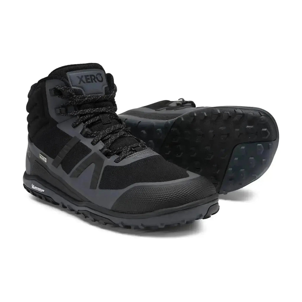 Xero Shoes - Scrambler Mid II WP - Men black-asphalt - Bota de Trekking Barefoot Impermeable y Ultraligera negras para hombre