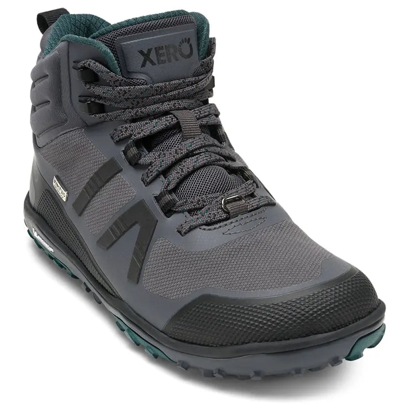 Xero Shoes - Scrambler Mid II WP - Women asphalt-sea-moss - Bota de Trekking Barefoot Impermeable y Ultraligera grises para mujer