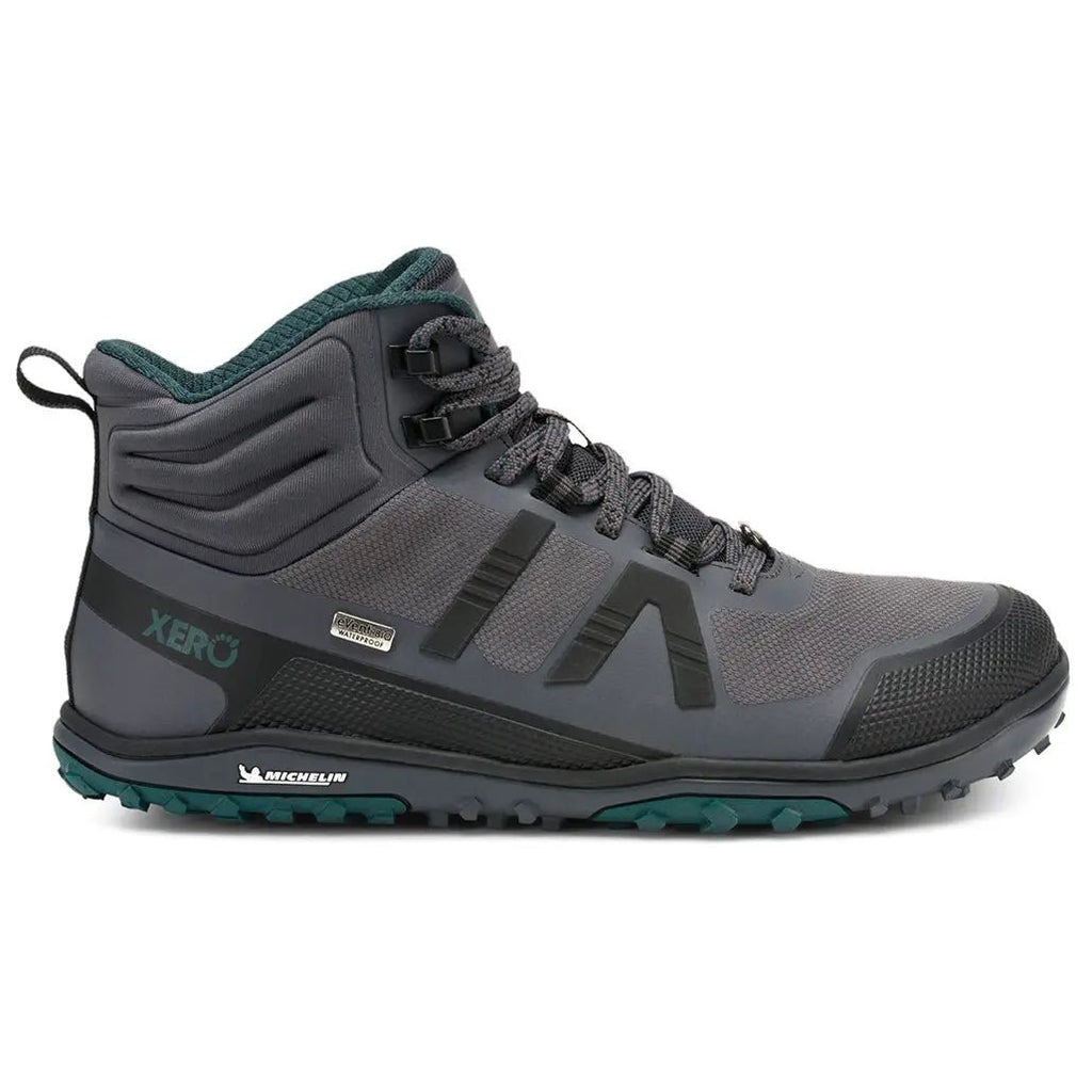 Xero Shoes - Scrambler Mid II WP - Women asphalt-sea-moss - Bota de Trekking Barefoot Impermeable y Ultraligera grises para mujer